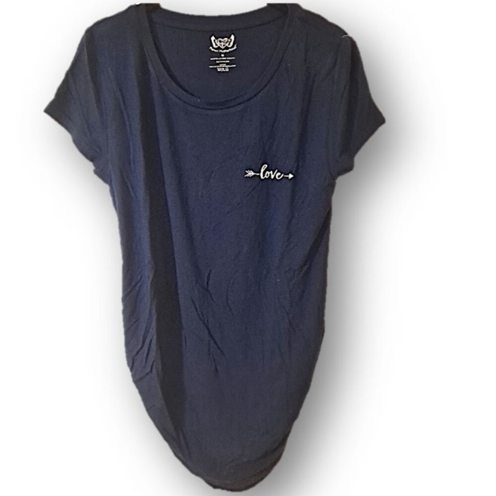 Planetmotherhood Navy, Size Medium, Ladies Maternity "Love" Screen Printed Tee